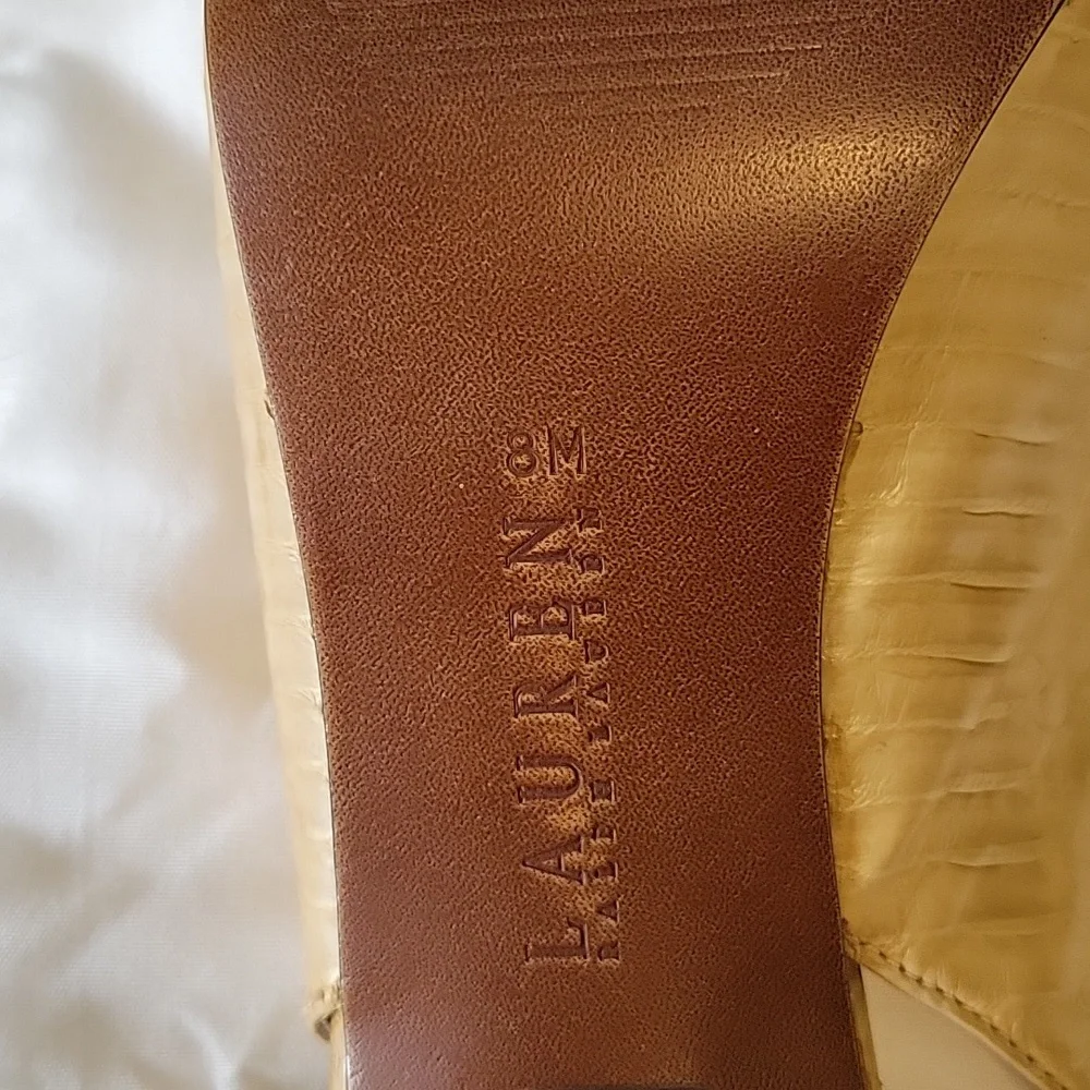 Ralph Lauren Peep Toe Sandals with Heels Tan Color size 8 - Picture 10 of 11